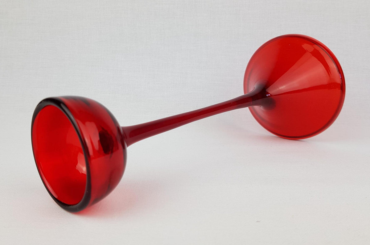 Vintage WMF Ruby Red Glass Candle Holder by Cari Zalloni West Germany 1970s