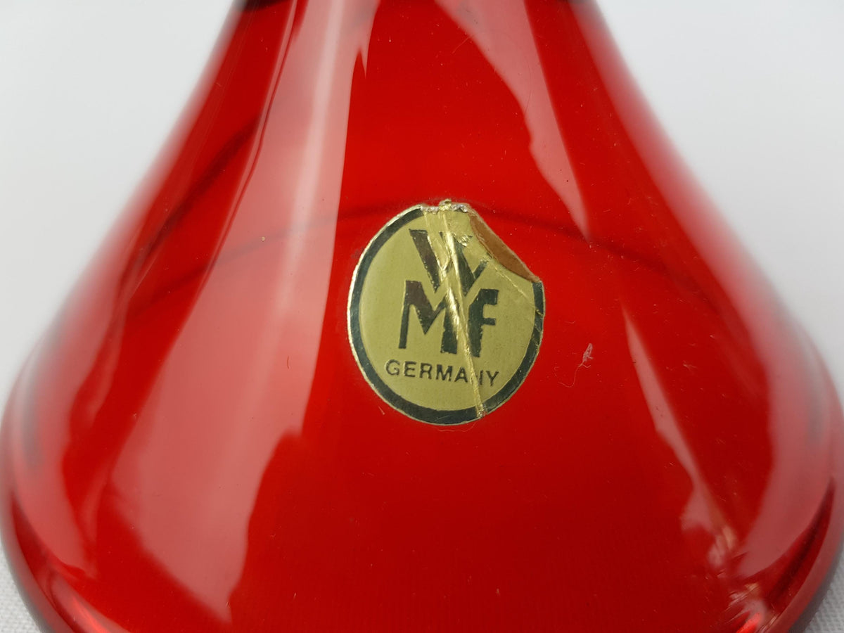 Vintage WMF Ruby Red Glass Candle Holder by Cari Zalloni West Germany 1970s