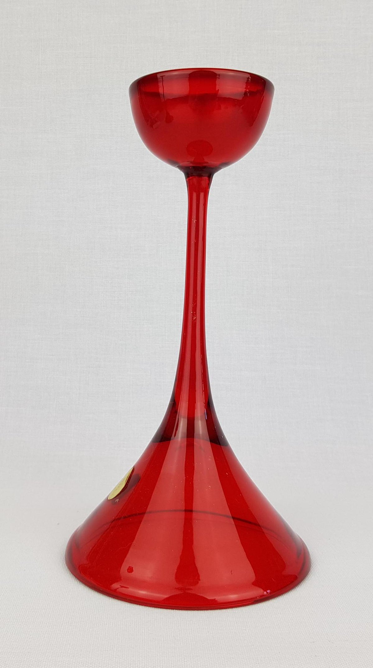 Vintage WMF Ruby Red Glass Candle Holder by Cari Zalloni West Germany 1970s
