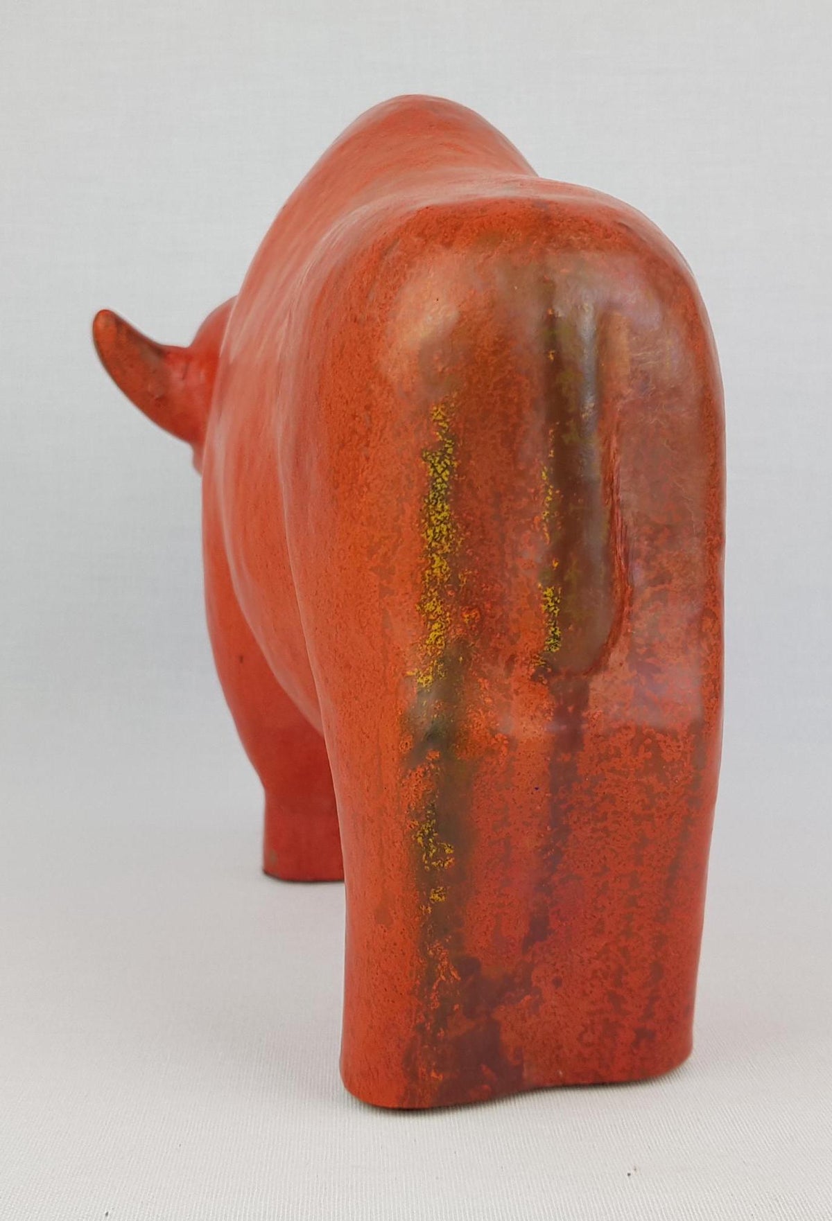 XL Vintage RUSCHA KERAMIK Bull with Vulkano decor West German Pottery 1960s by Kurt Tschörner