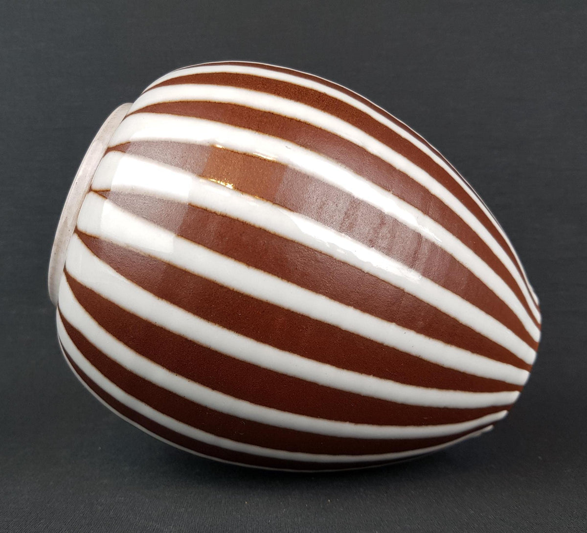 Vintage WILHELM und ELLIE KUCH White and Brown Vase Studio Art Pottery 1960-70s