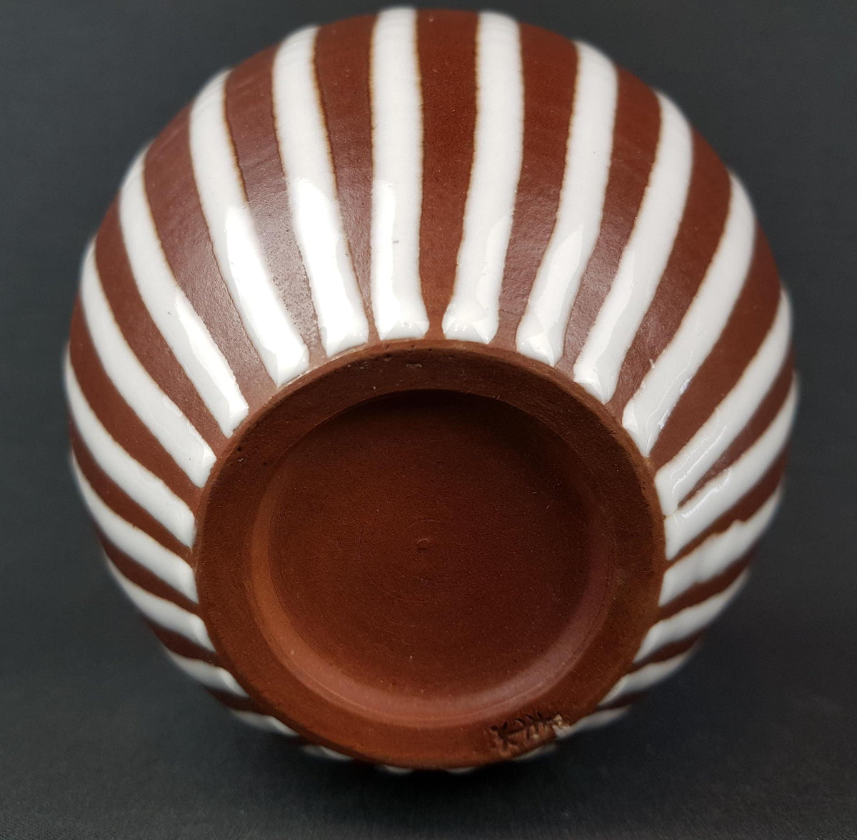 Vintage WILHELM und ELLIE KUCH White and Brown Vase Studio Art Pottery 1960-70s