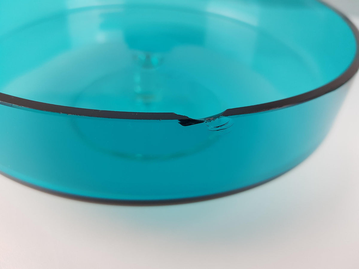 Vintage ROYAL LEERDAM KRISTALUNIE Turquoise Cookie Jar by Floris Meydam Dutch Glass Art