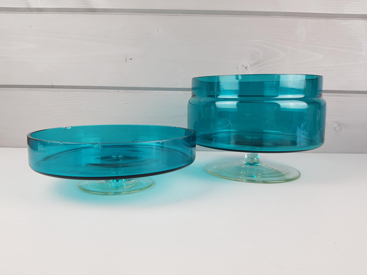 Vintage ROYAL LEERDAM KRISTALUNIE Turquoise Cookie Jar by Floris Meydam Dutch Glass Art