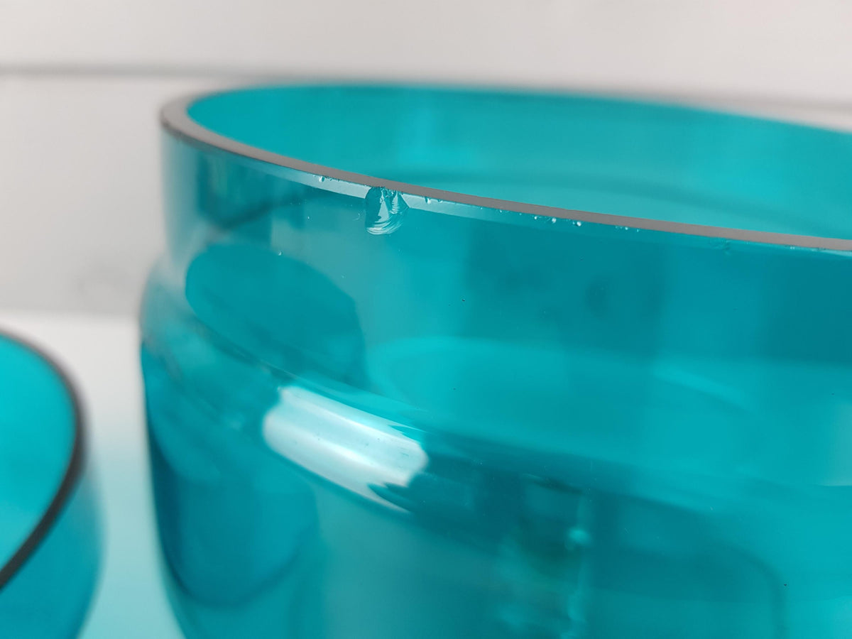 Vintage ROYAL LEERDAM KRISTALUNIE Turquoise Cookie Jar by Floris Meydam Dutch Glass Art