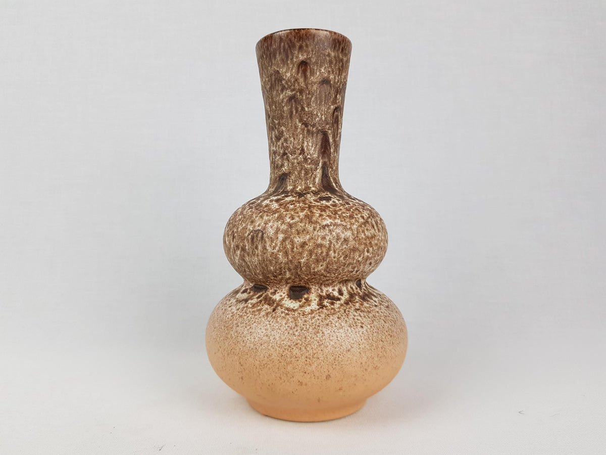 Vintage STEULER KERAMIK Brown and Beige Fat Lava Vase by Cari Zalloni 233-20 West German Pottery 1970s