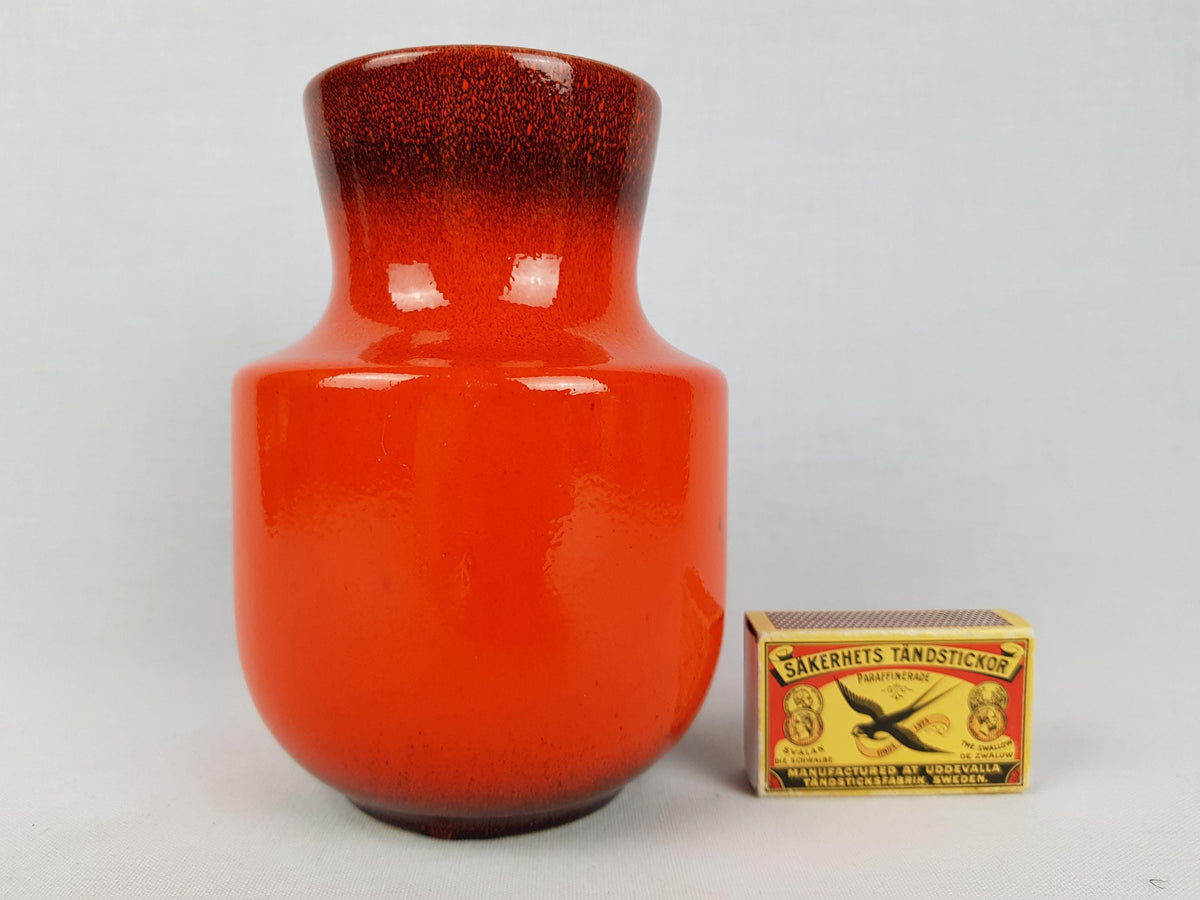 Vintage STEULER KERAMIK Orange Vase 140-15 West German Pottery 1960s