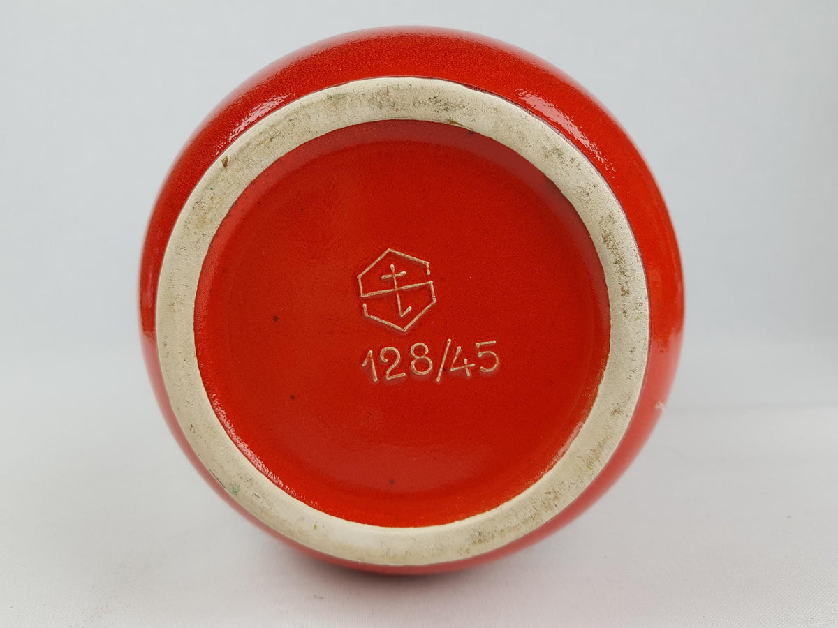 Vintage STEULER KERAMIK Red Floor Vase 128-45 West German Pottery 1960s