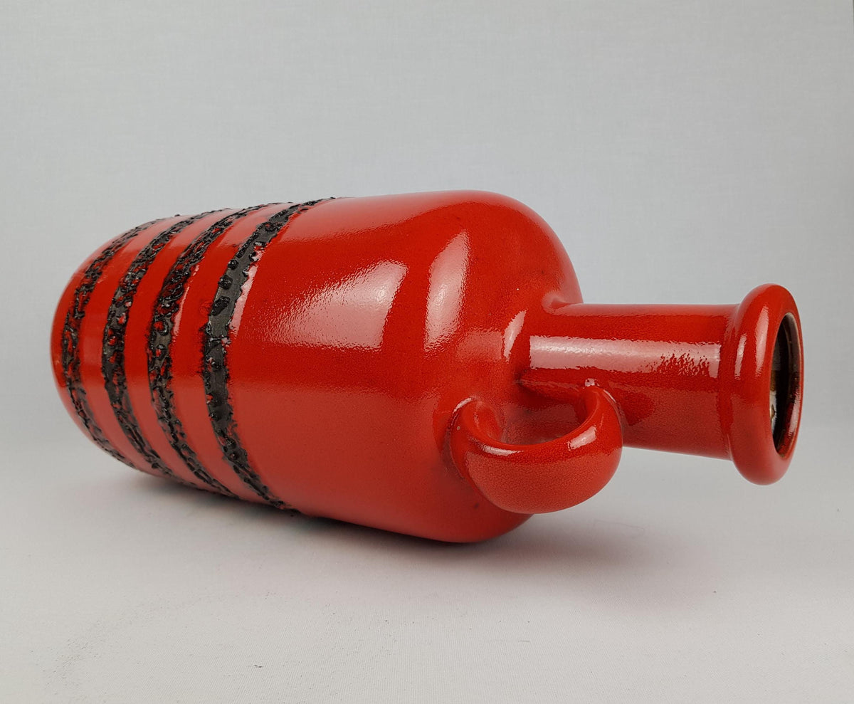Vintage STEULER KERAMIK Red Floor Vase 128-45 West German Pottery 1960s