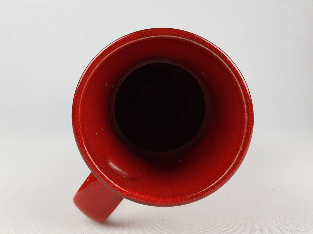 Vintage STEULER KERAMIK Handled Red Fat Lava Floor Vase West German Pottery 1960s