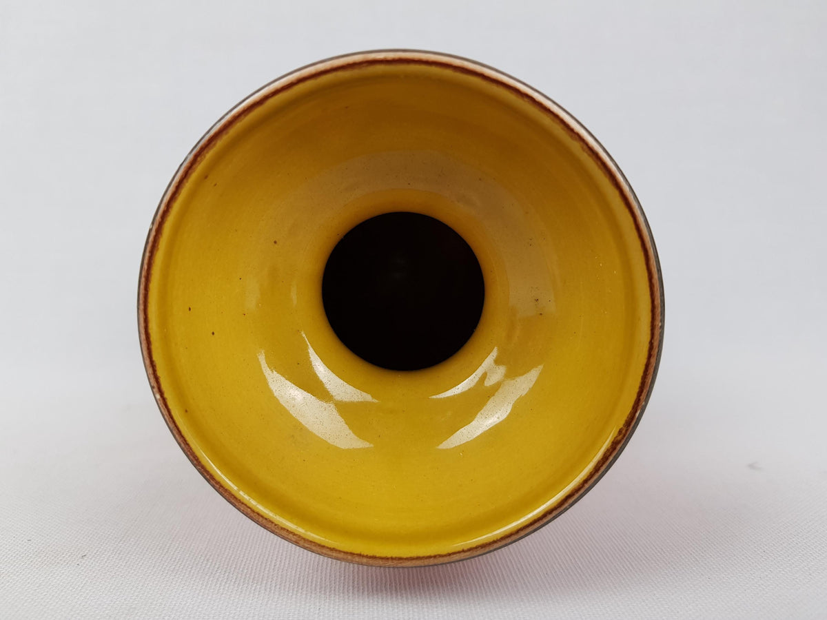 Vintage FLORA GOUDA HOLLAND Ceramic Orange Vase With Tokio Decor 911 Dutch Pottery 1970s