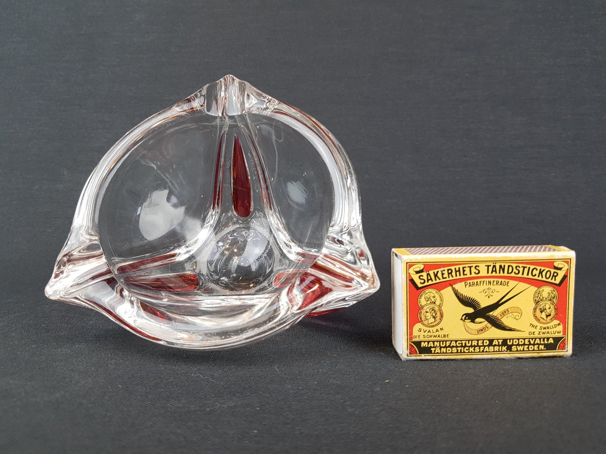 Vintage Stylish Glass Ashtray Bowl, LUMINARC or Val st. Lambert 1970s