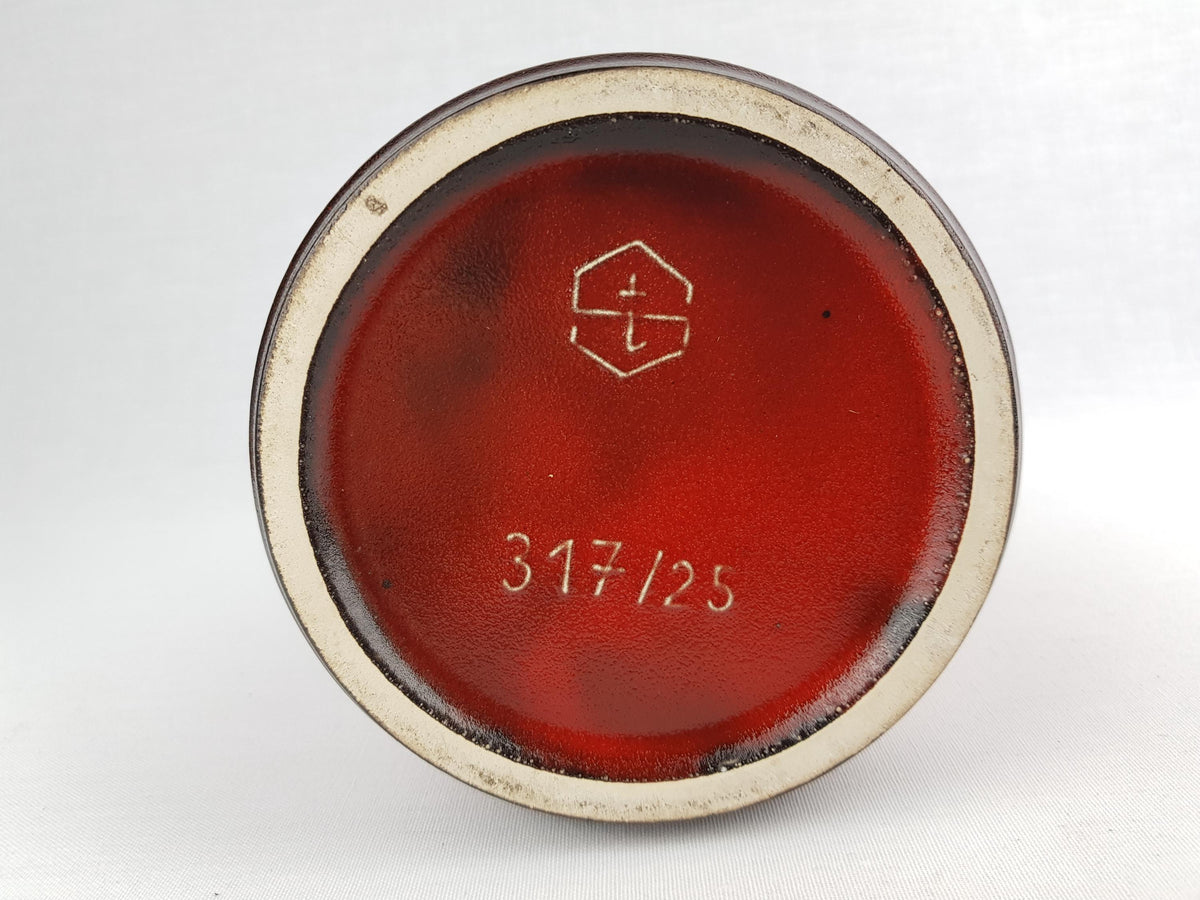 Vintage STEULER KERAMIK Red Vase 317-25 West German Pottery 1960s