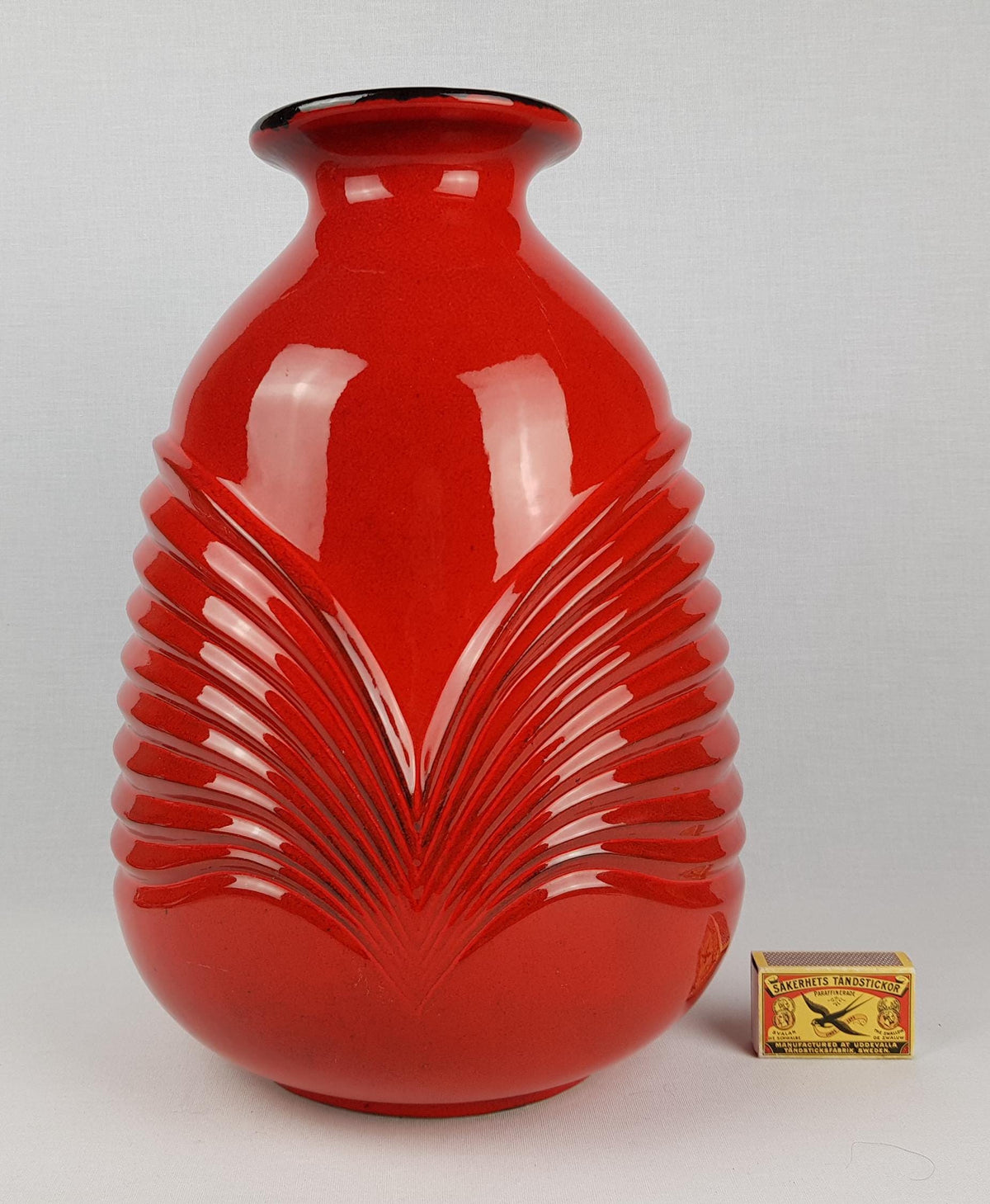 Vintage FOHR KERAMIK Red Vase 338 35 by Cari Zalloni West German Pottery 1970s