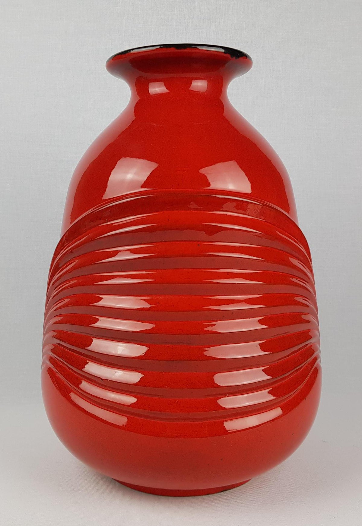 Vintage FOHR KERAMIK Red Vase 338 35 by Cari Zalloni West German Pottery 1970s