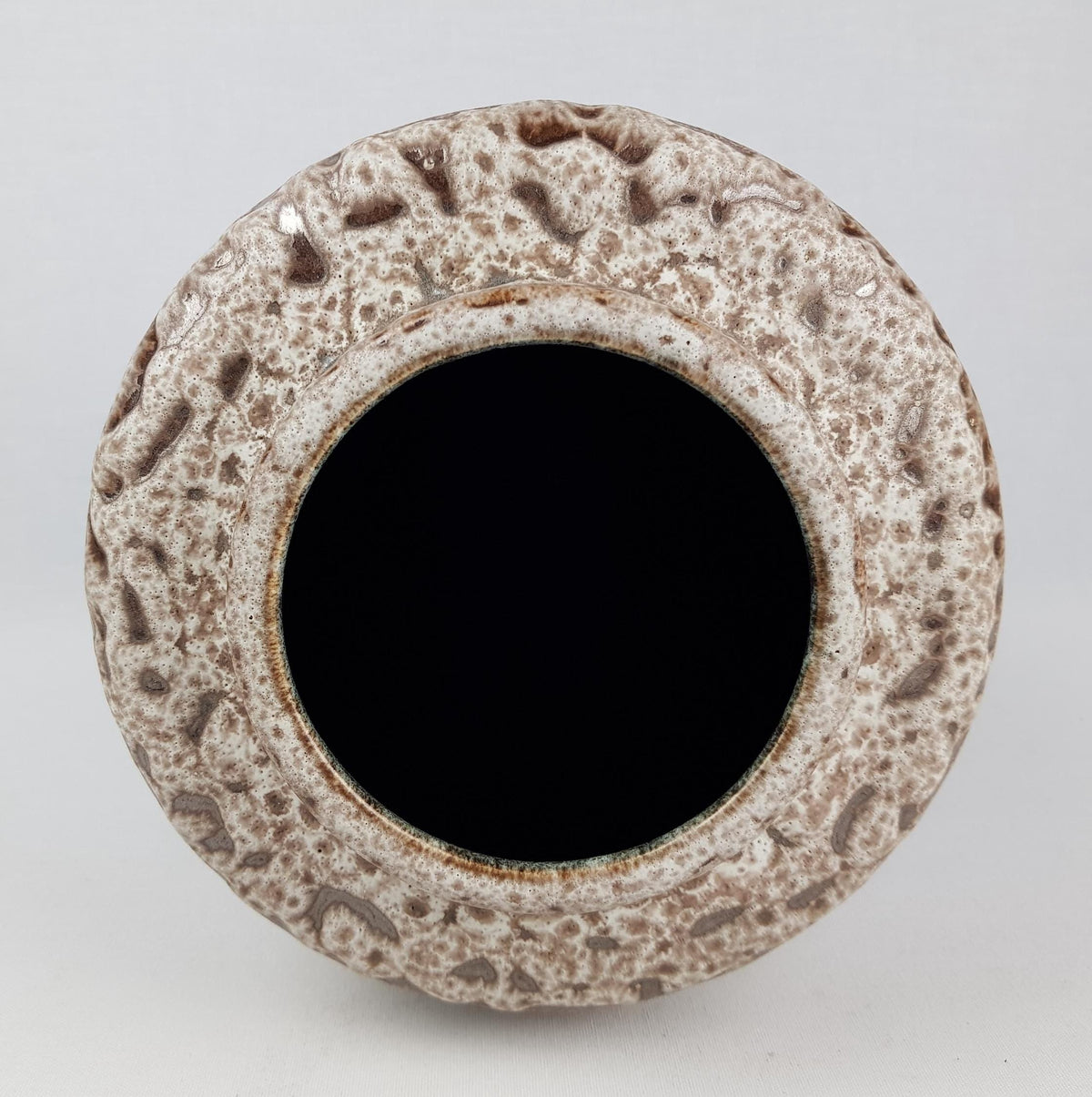 Vintage STEULER KERAMIK Blue Brown Floor Vase With White Fat Lava 156-40 West German Pottery 1970s