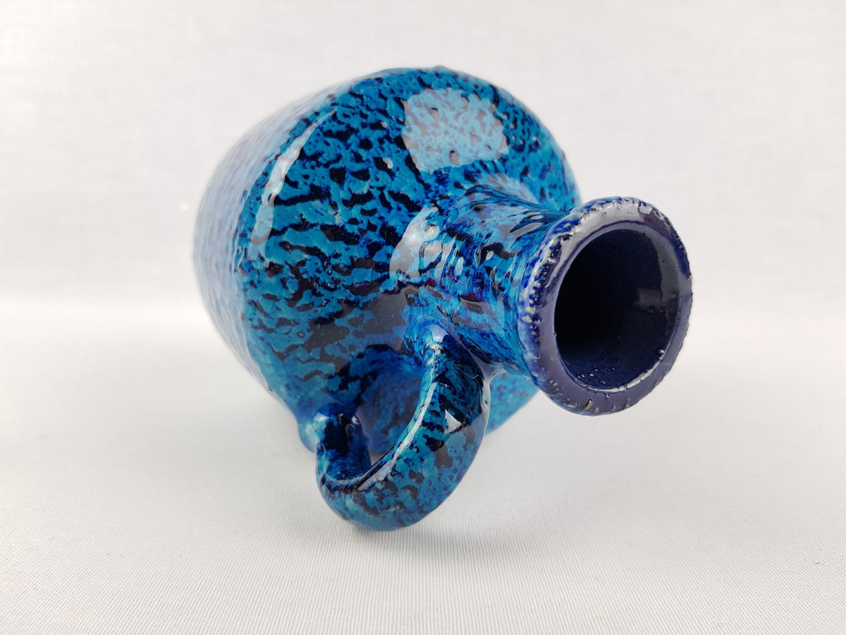 Vintage MAREI KERAMIK (Majolikafabrik Rheinbach) handled blue vase 1970s West German Pottery 4300