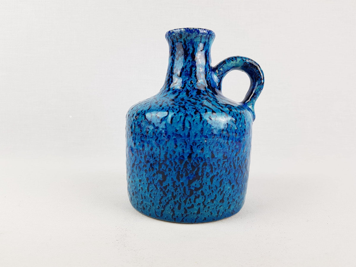 Vintage MAREI KERAMIK (Majolikafabrik Rheinbach) handled blue vase 1970s West German Pottery 4300