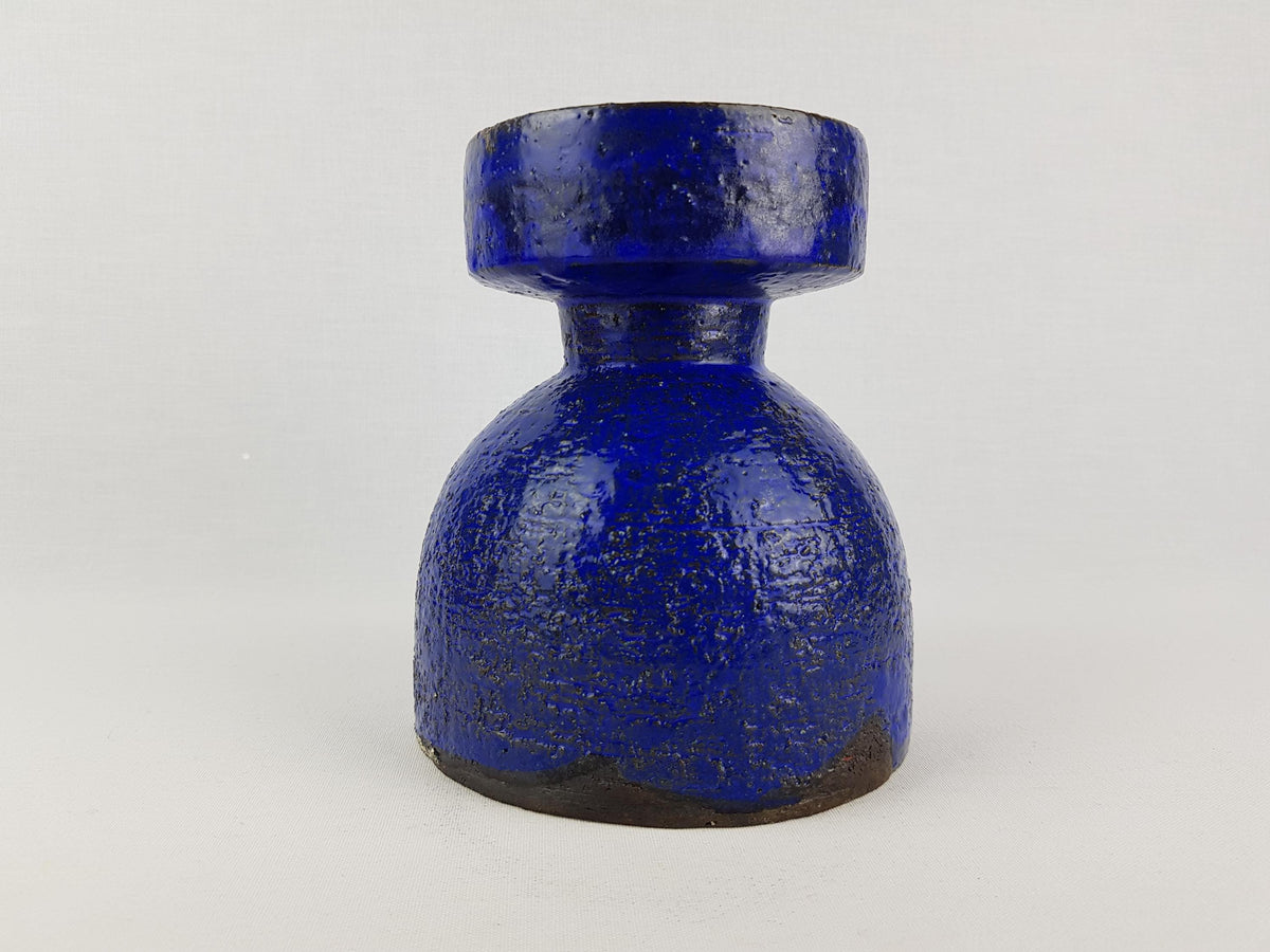 Vintage GERHARD LIEBENTHRON Studio Art Pottery Blue Vase West Germany 1970s