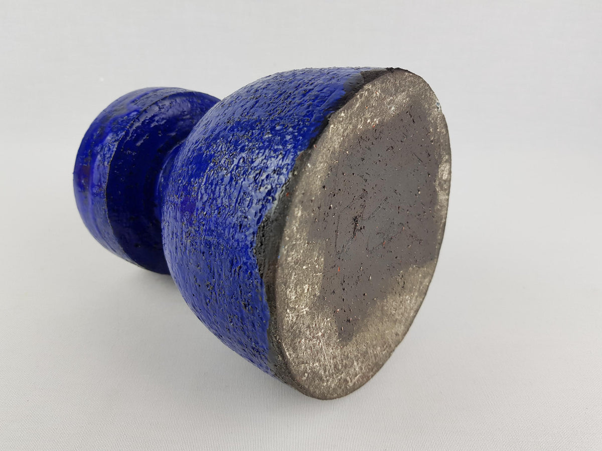 Vintage GERHARD LIEBENTHRON Studio Art Pottery Blue Vase West Germany 1970s