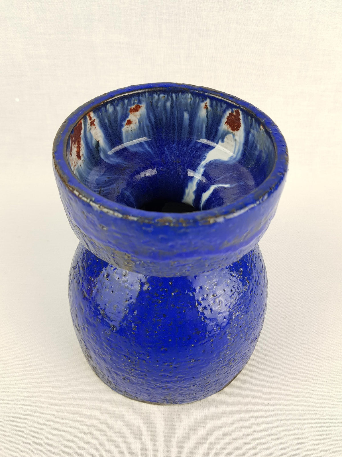 Vintage GERHARD LIEBENTHRON Studio Art Pottery Blue Vase West Germany 1970s