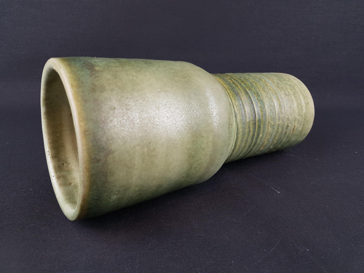 Vintage LORÉ KERAMIEK BEESEL Green Studio Vase Art Dutch Pottery 1970s