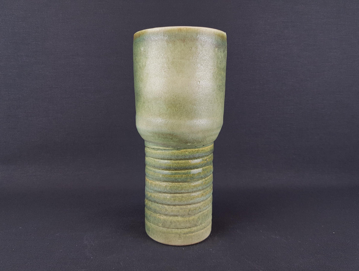 Vintage LORÉ KERAMIEK BEESEL Green Studio Vase Art Dutch Pottery 1970s