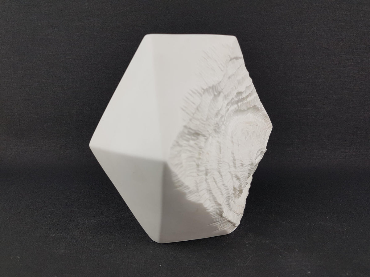 Vintage AK KAISER Biscuit Porcelain Vase Bergkristall Series 275/17 by Martin Freyer White Diamond Vase West Germany 1970s