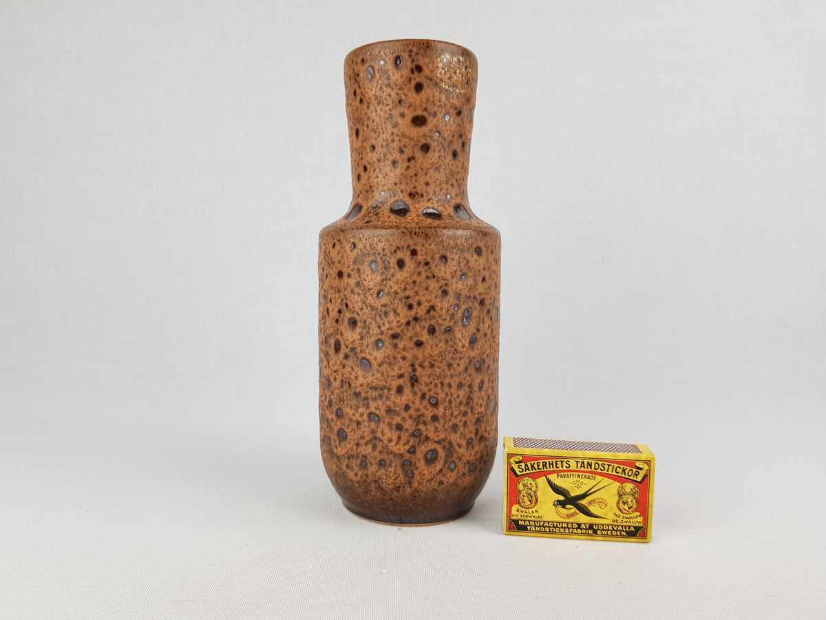 Vintage STEULER KERAMIK Brown Fat Lava Vase 142-20 West German Pottery 1960s