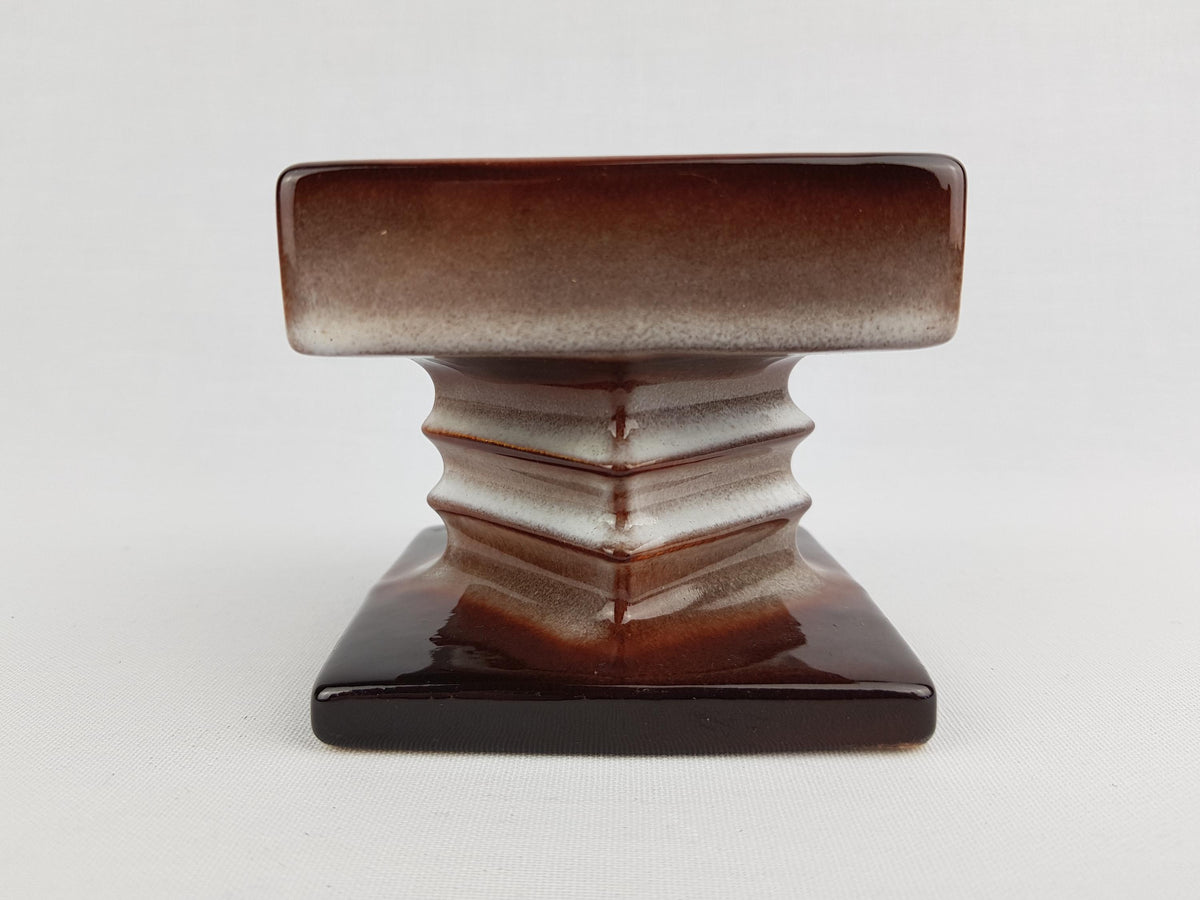 Vintage STEULER KERAMIK Stylish BrownCandle Holder 343-8 West German Pottery 1970s