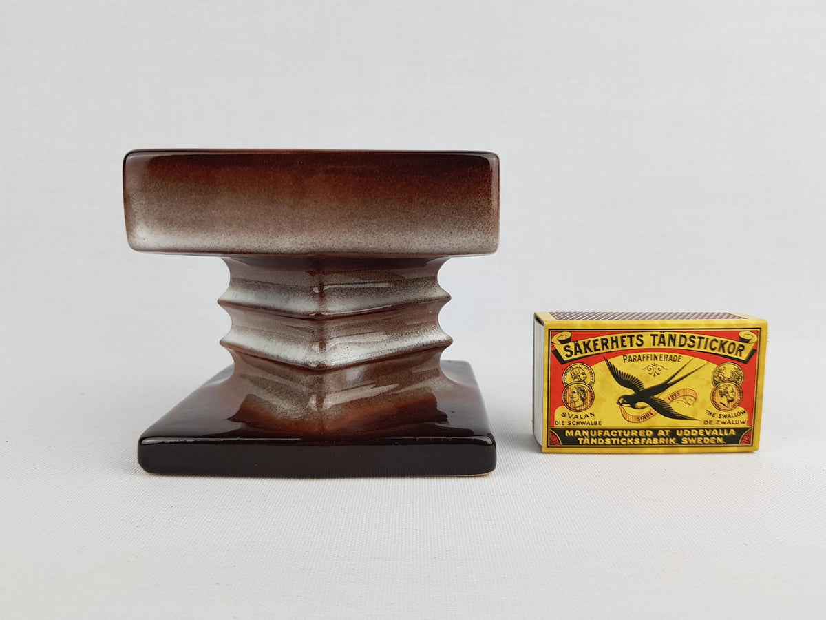Vintage STEULER KERAMIK Stylish BrownCandle Holder 343-8 West German Pottery 1970s