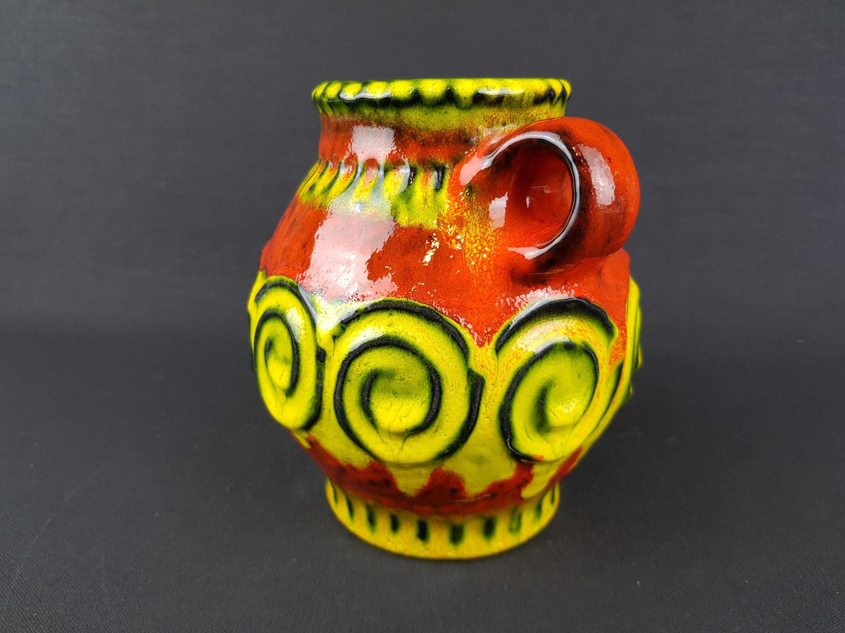Vintage JASBA KERAMIK Yellow and Orange Vase from the Gotland Series N322 13 15 West German Pottery 1974