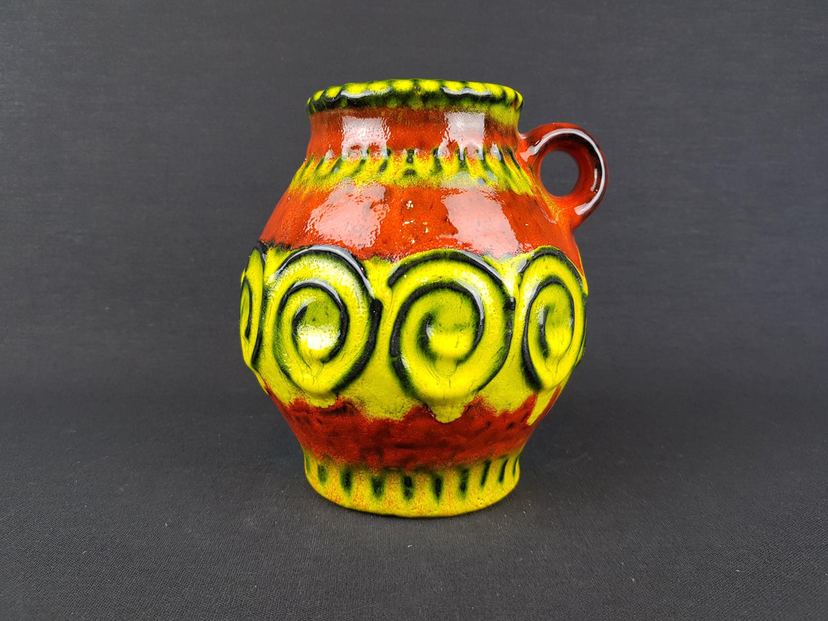 Vintage JASBA KERAMIK Yellow and Orange Vase from the Gotland Series N322 13 15 West German Pottery 1974