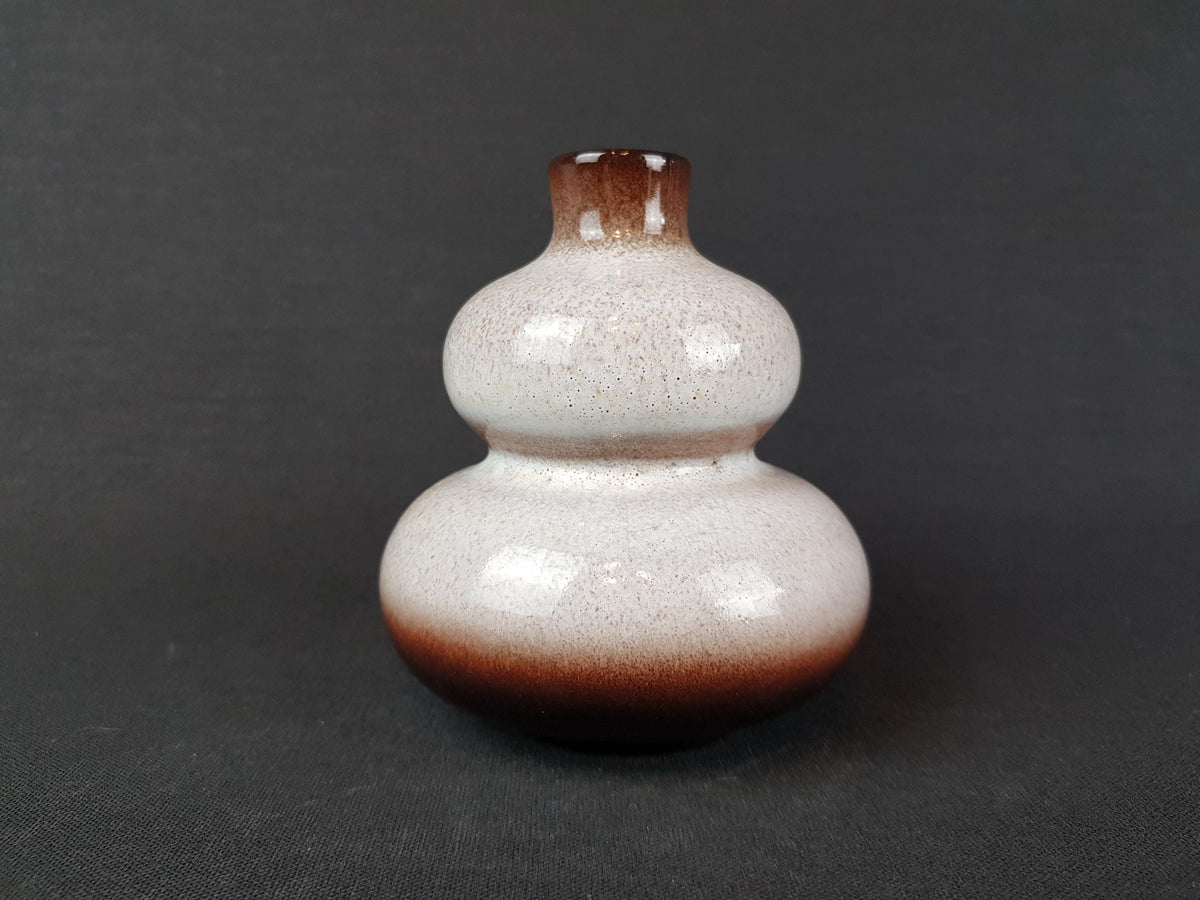 Vintage STEULER KERAMIK Hooped Beige and Brown Vase By Cari Zalloni 232-10 West German Pottery 1970s