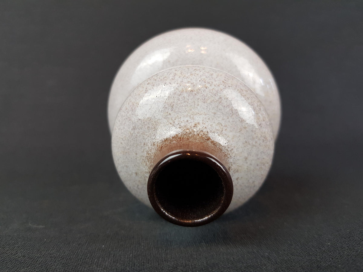 Vintage STEULER KERAMIK Hooped Beige and Brown Vase By Cari Zalloni 232-10 West German Pottery 1970s