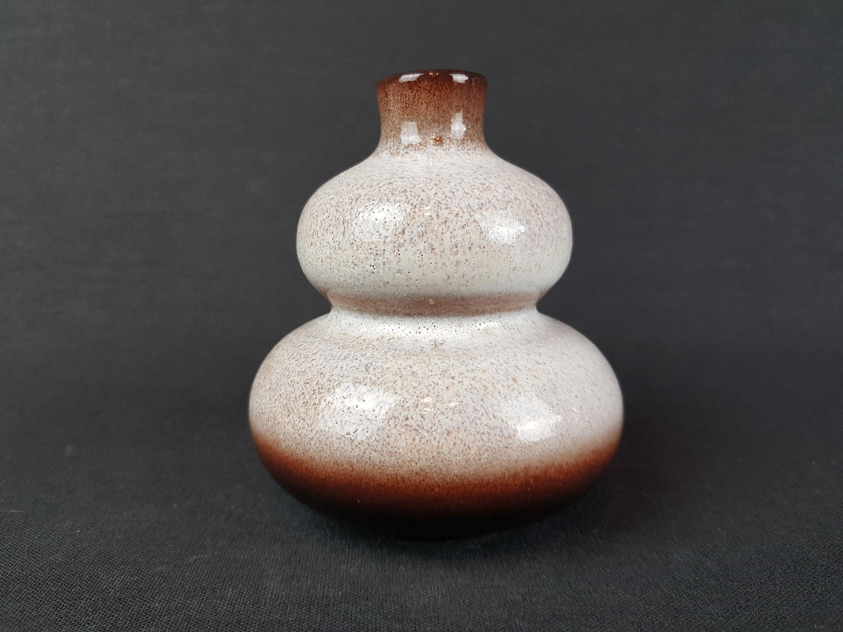 Vintage STEULER KERAMIK Hooped Beige and Brown Vase By Cari Zalloni 232-10 West German Pottery 1970s