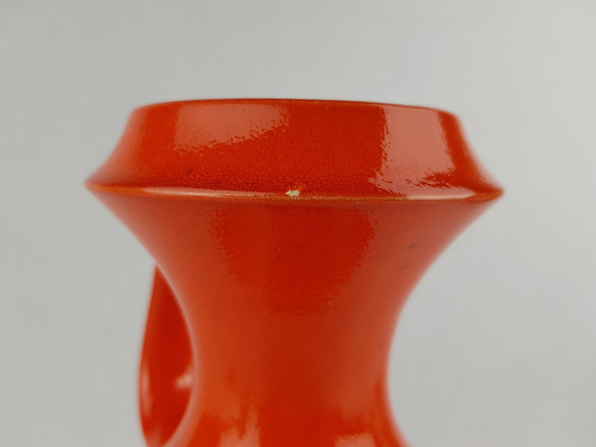 Vintage STEULER KERAMIK Handled Orange and Black Vase 315-25 West German Pottery 1960s