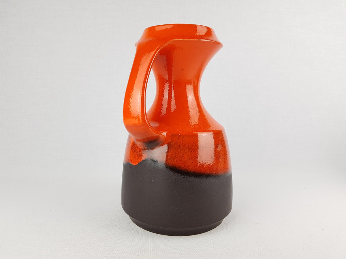 Vintage STEULER KERAMIK Handled Orange and Black Vase 315-25 West German Pottery 1960s