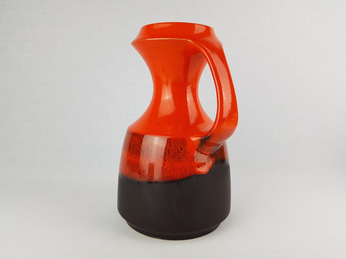Vintage STEULER KERAMIK Handled Orange and Black Vase 315-25 West German Pottery 1960s