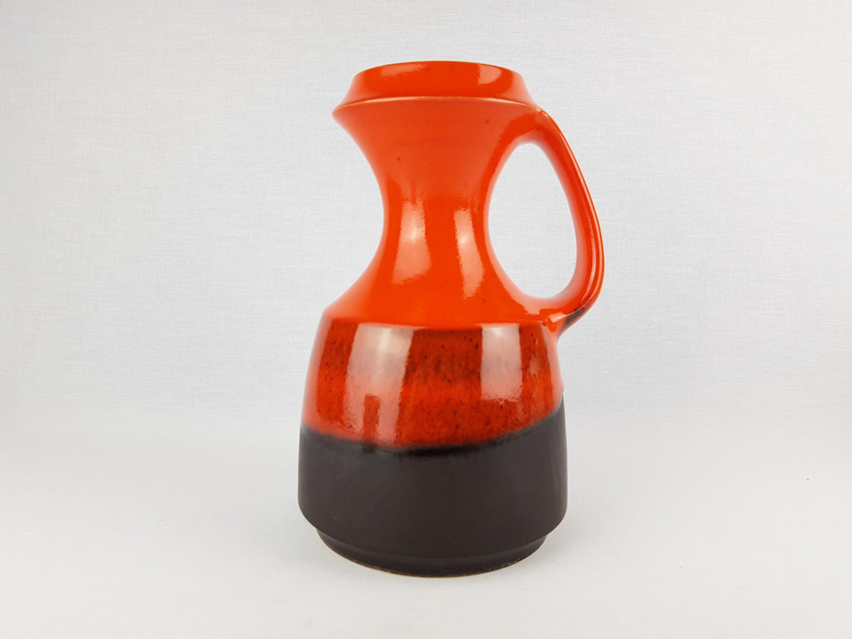 Vintage STEULER KERAMIK Handled Orange and Black Vase 315-25 West German Pottery 1960s