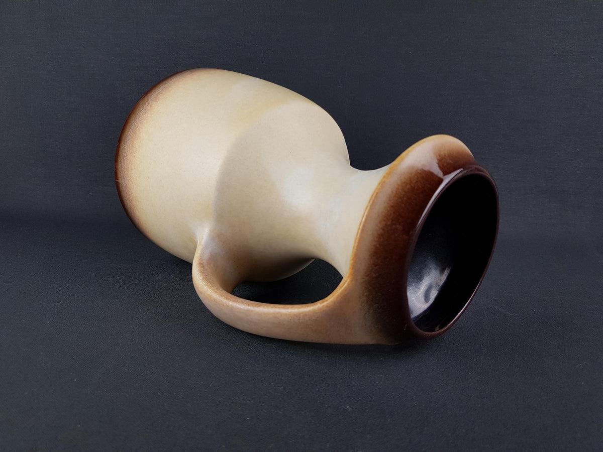 Vintage STEULER KERAMIK Handled Beige and Brown Vase 315-25 West German Pottery 1960s