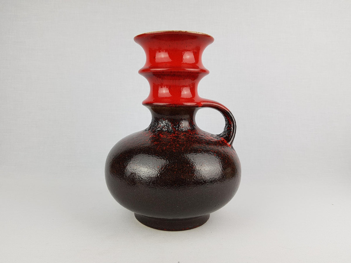Vintage STEULER KERAMIK Vase "Cascad" Series |Cari Zalloni | Red Black vase 225-25 | West German Pottery 1969