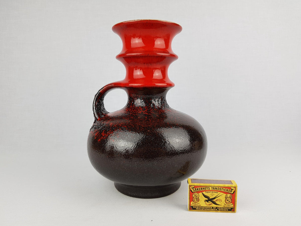 Vintage STEULER KERAMIK Vase "Cascad" Series |Cari Zalloni | Red Black vase 225-25 | West German Pottery 1969