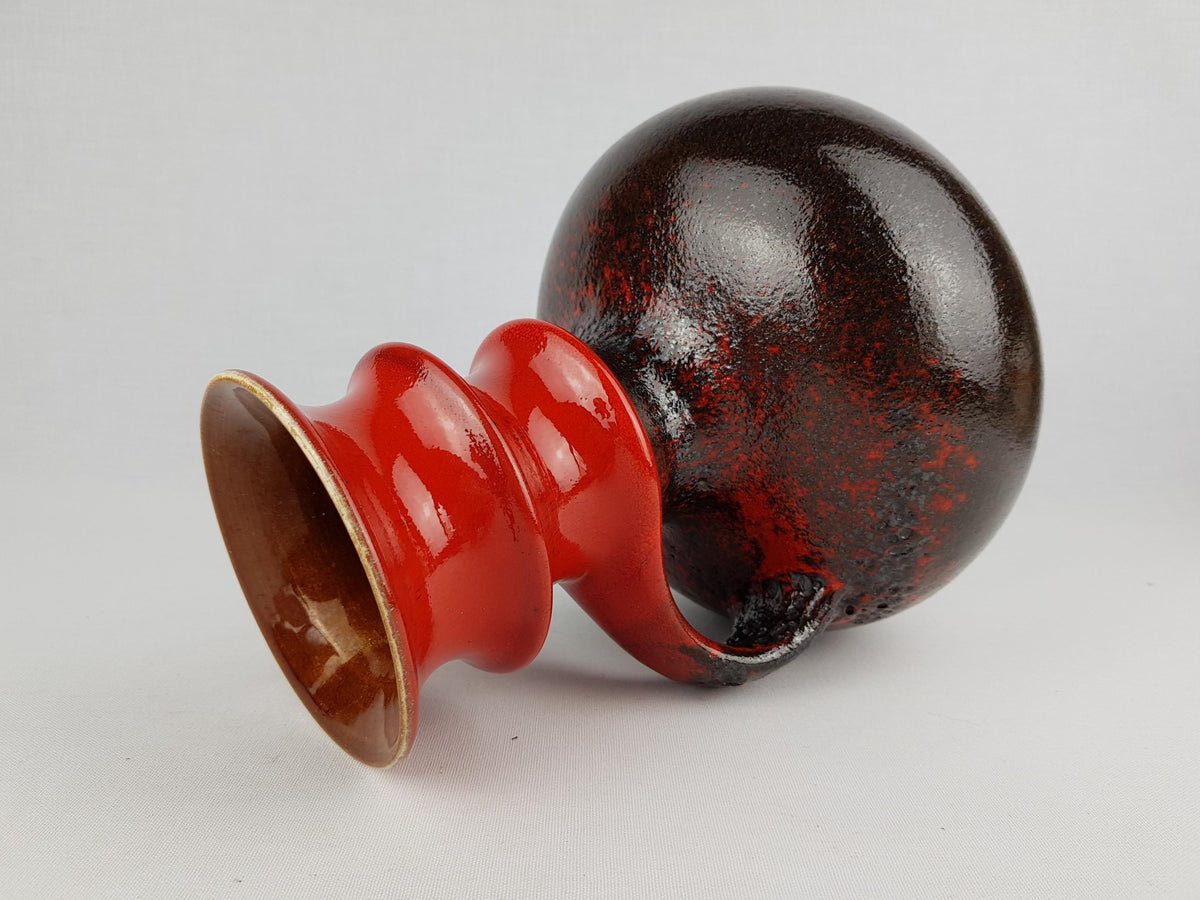 Vintage STEULER KERAMIK Vase "Cascad" Series |Cari Zalloni | Red Black vase 225-25 | West German Pottery 1969