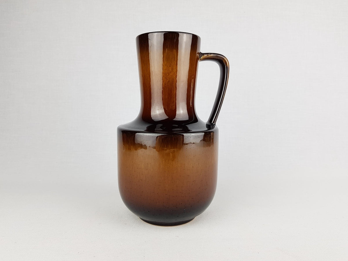 Vintage STEULER KERAMIK Handled Brown Jug Vase 141-20 West German Pottery 1960s
