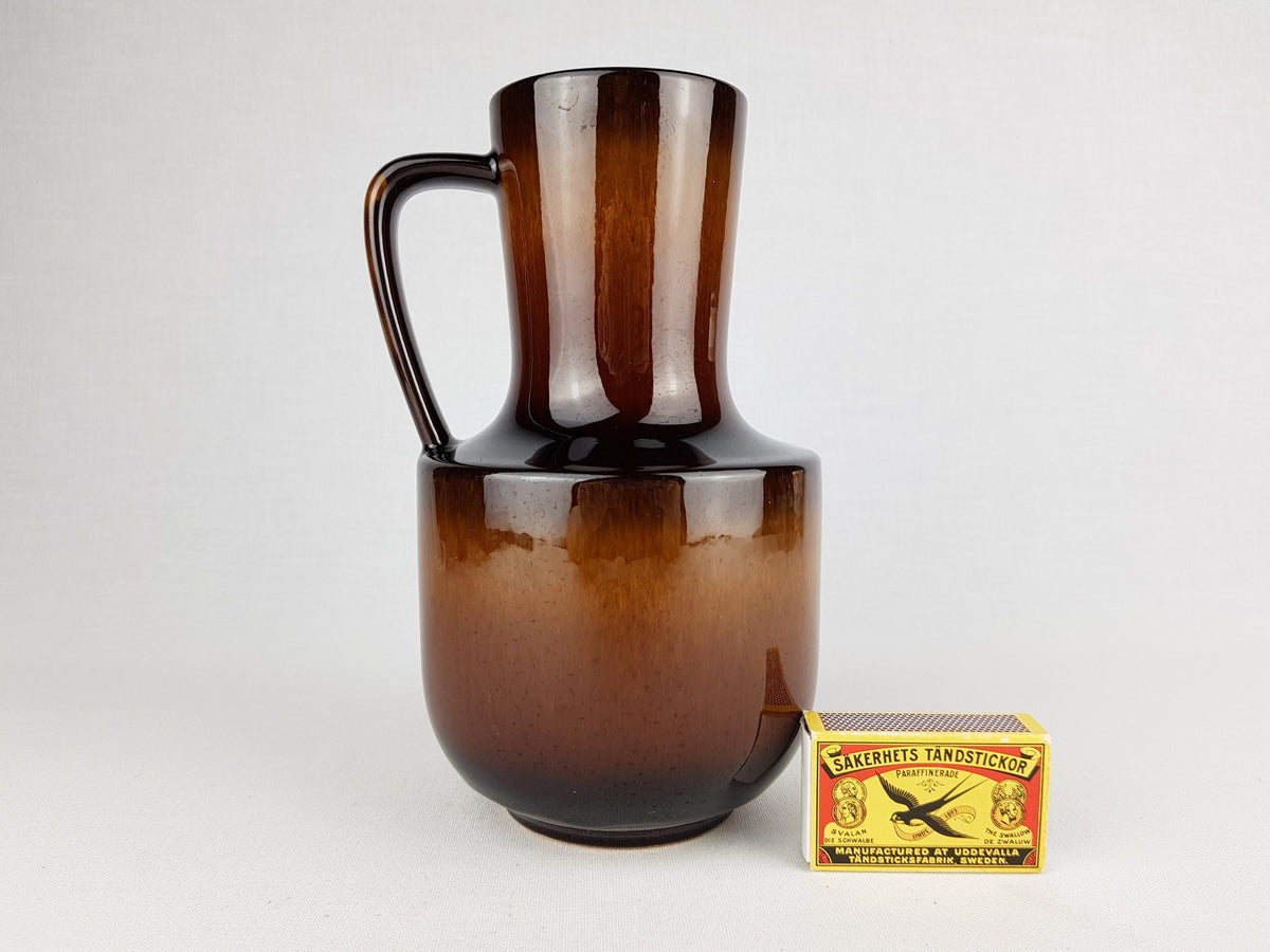 Vintage STEULER KERAMIK Handled Brown Jug Vase 141-20 West German Pottery 1960s