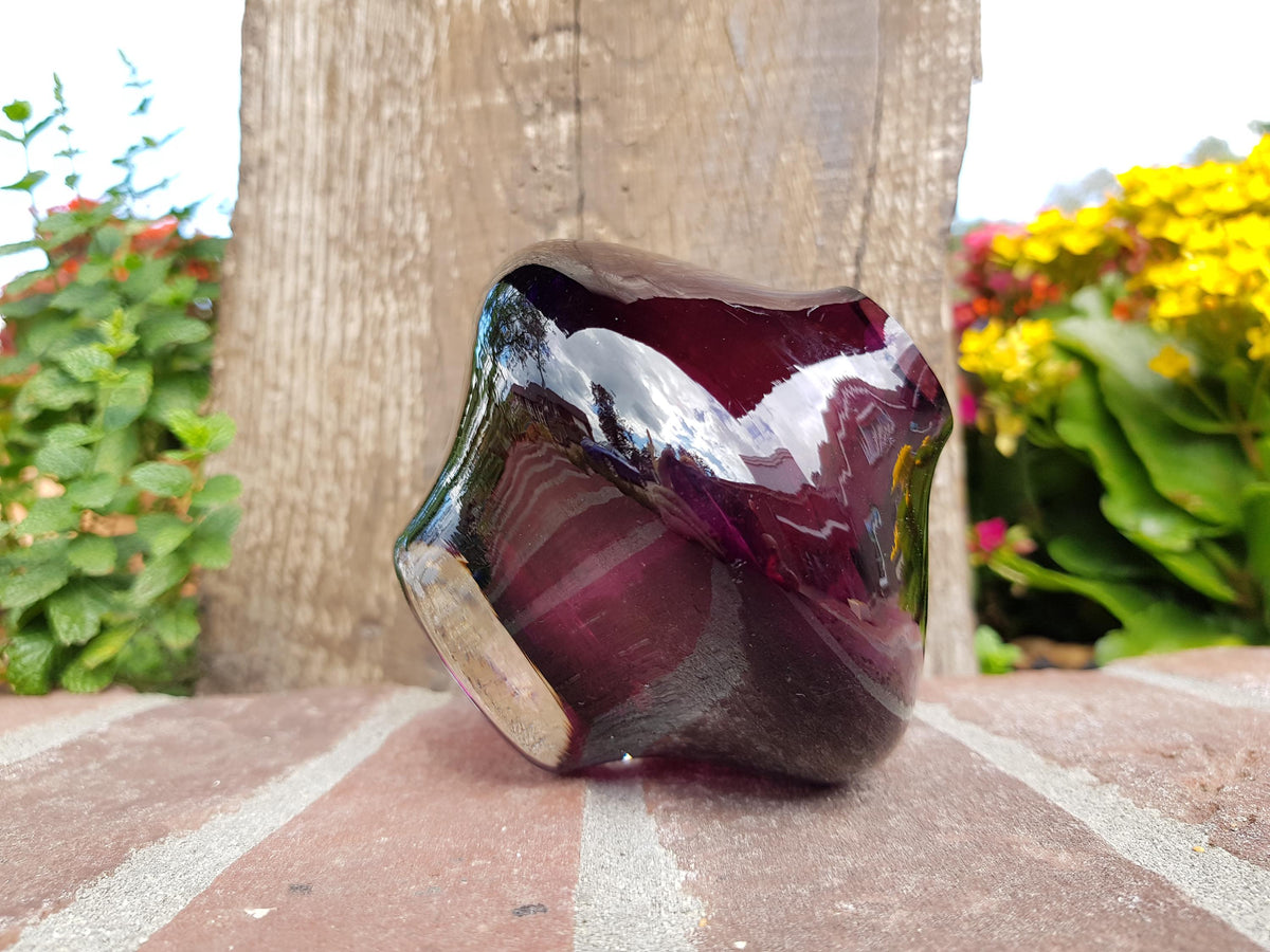 Vintage RIIHIMAEN LASI Purple Glass Vase no. 1432 Model Stromboli by Aimo Okkolin 1963-69