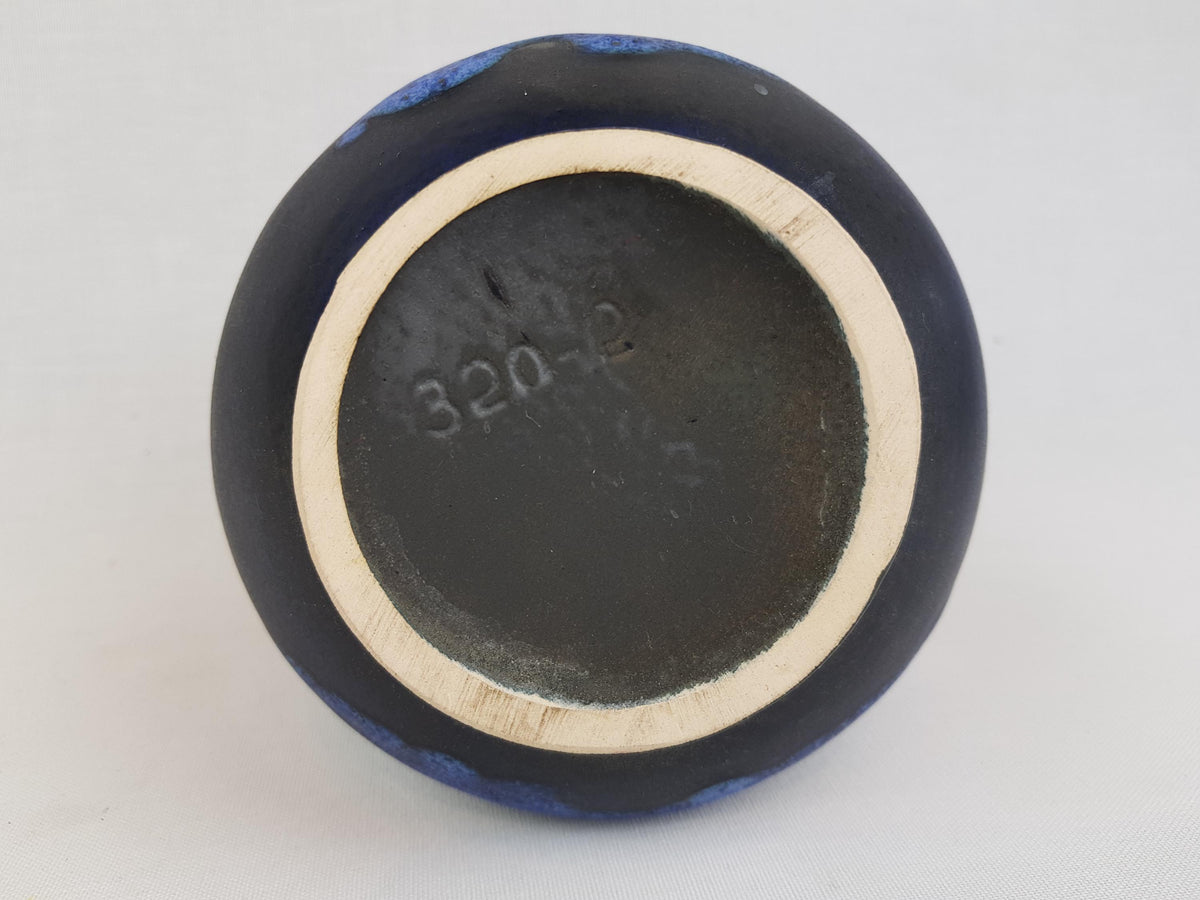Vintage RUSCHA KERAMIK Handled Matte Blue Vase 320/2 West German Pottery 1960s