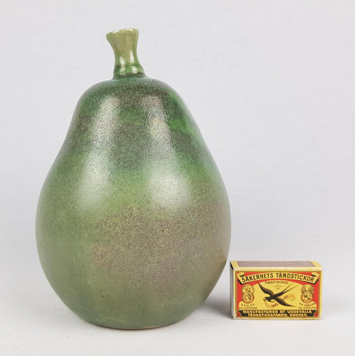 Vintage STUDIO POTTERY Ceramic Pear Shaped Vase By Unknown Artist 1960s 1970s