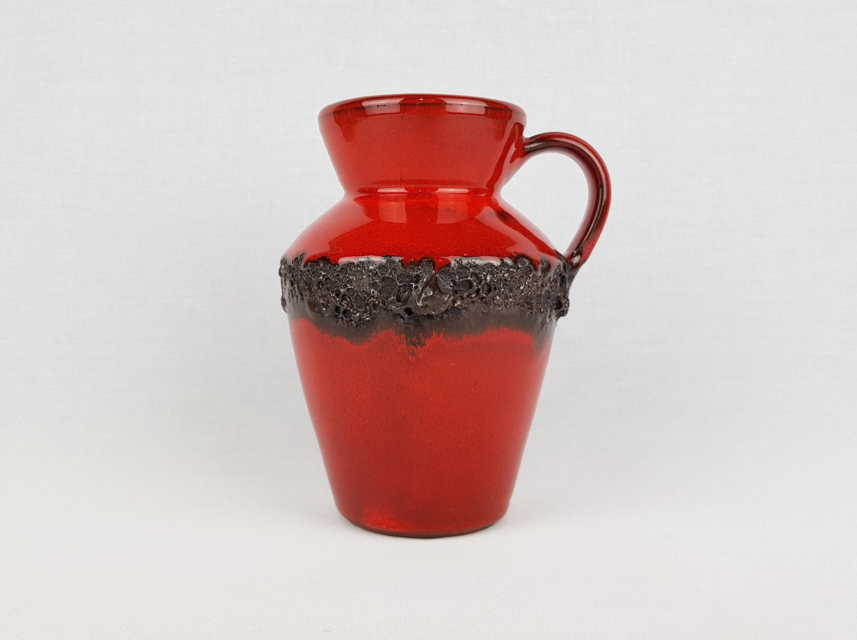 Vintage KREUTZ KERAMIK Handled Red Fat Lava Vase West German Pottery 1970s